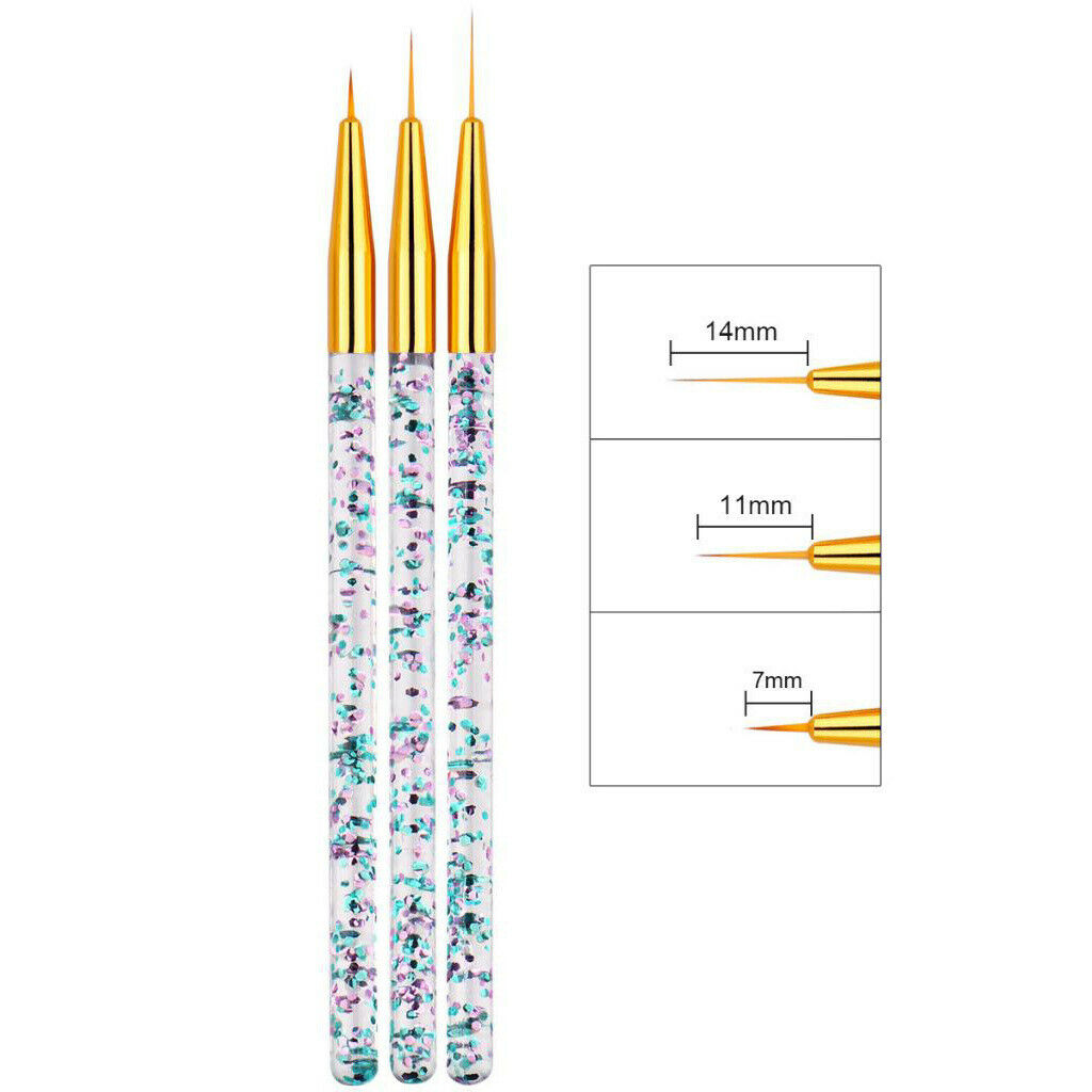 9 Pieces 7/9/14mm Nail Art Brush Set for Fine Drawing Tiny Details -Golden