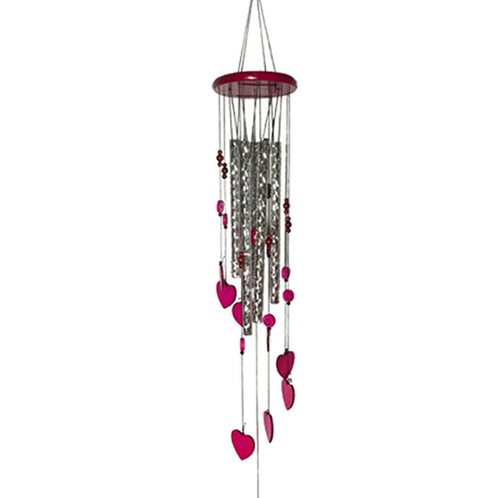Large Wind Chime Garden Metal Windchime Tubes for Funeral Rose red_2