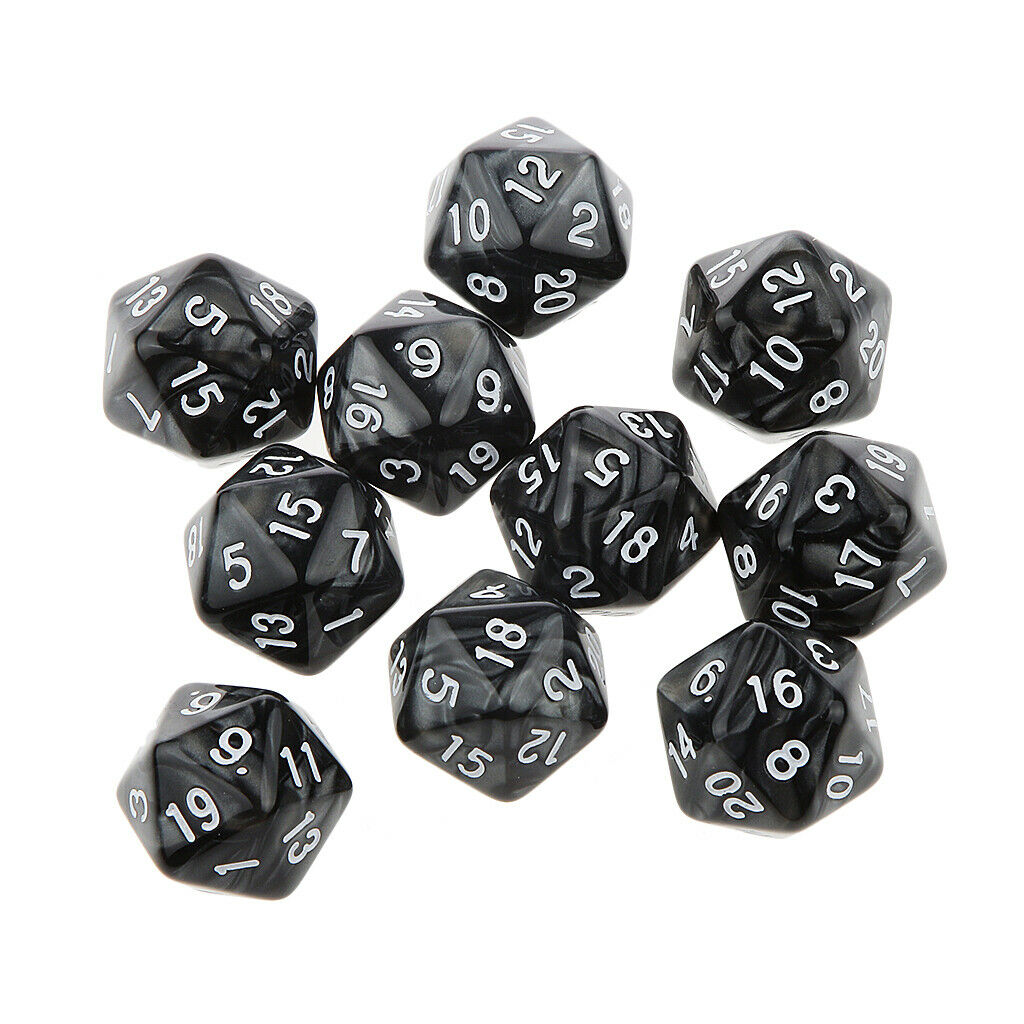 Pack of Black Twenty Sided D20 Dice Playing D&D    RPG Board Game Favours