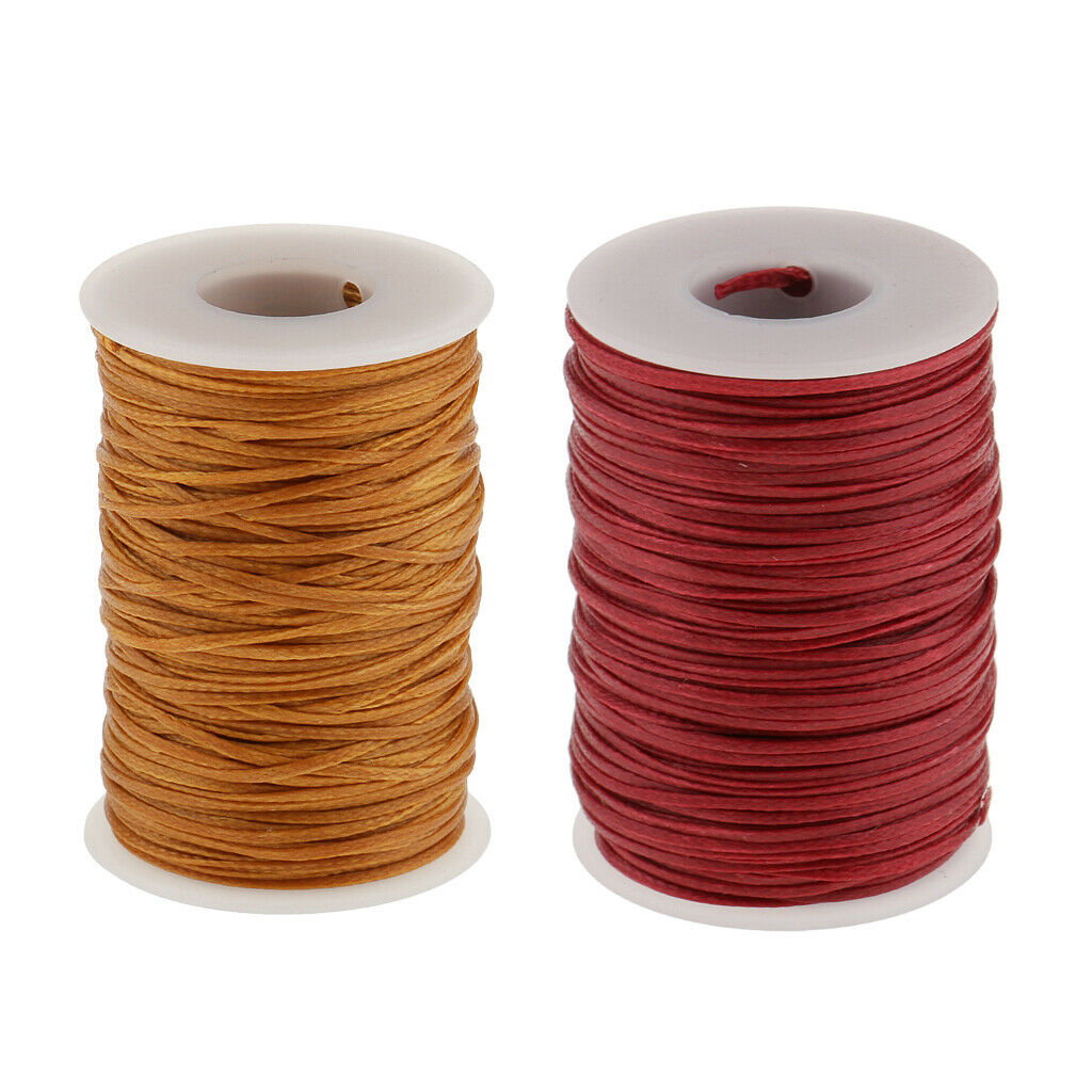 2Pcs Flat Line Waxed Thread For Sewing Leather Craft 1.2mm  70 Meters/Roll