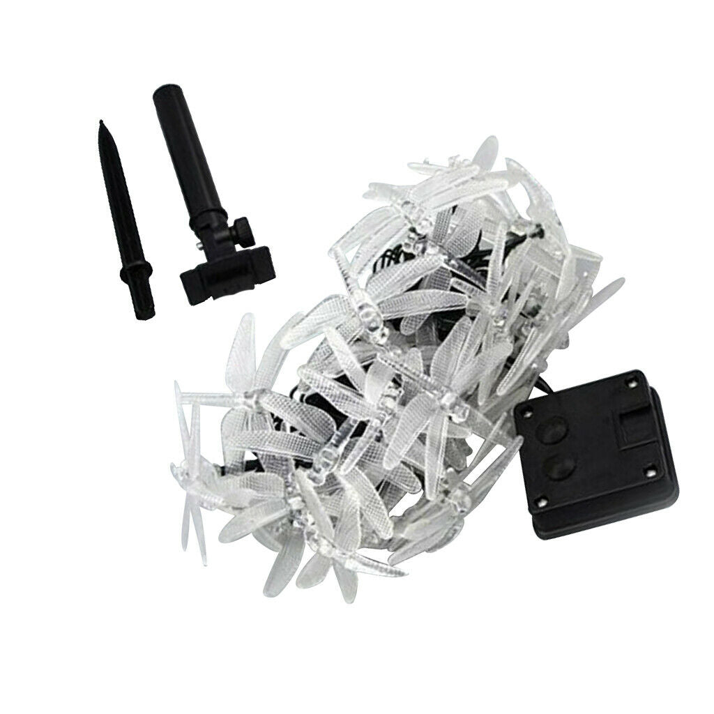 Outdoor Solar Power 20 LED String Lights Dragonfly Waterproof Lamp White