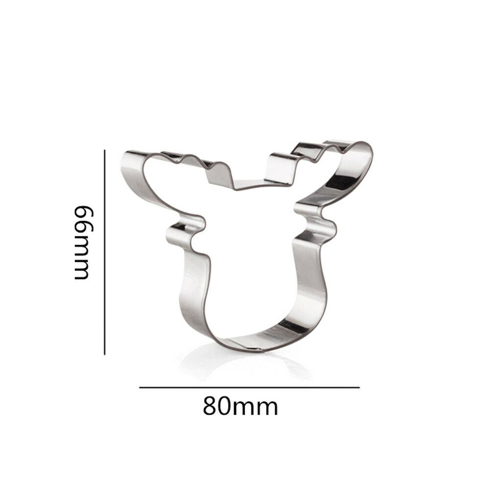 christmas reindeer head cookie cutter biscuit metal mold tool stainless st.l8