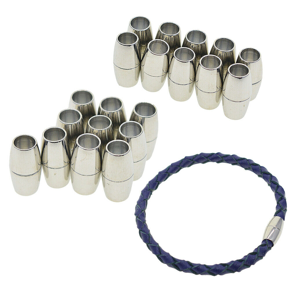 20 Set Barrel Magnetic Clasp for Leather Bracelet Kumihimo Findings 4mm 5mm