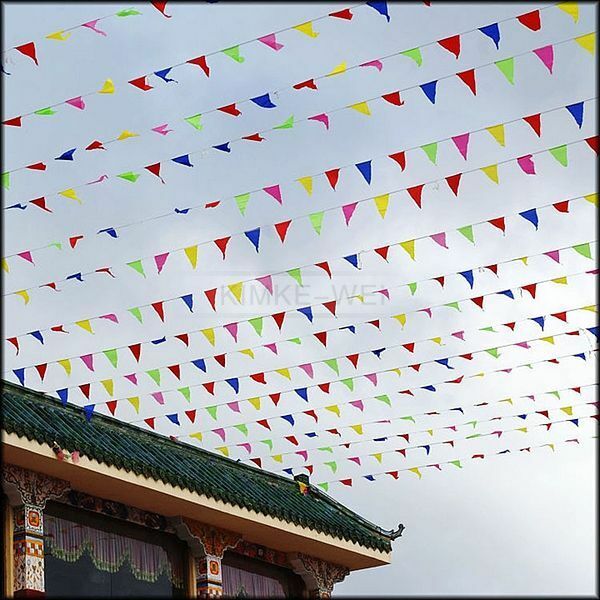 50 M Colorful Triangle Flag Pennant String Banner Festival Party Holiday Decor