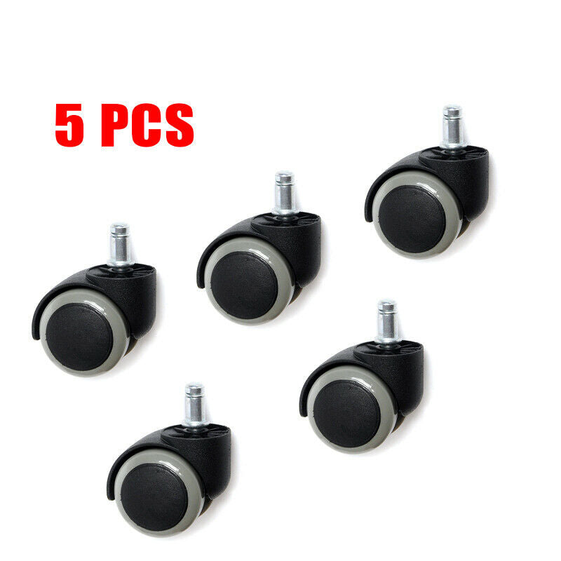 5x Soft PU Casters Wheels For Office Chair Hardwood Heavy Duty Replacement 7/16"
