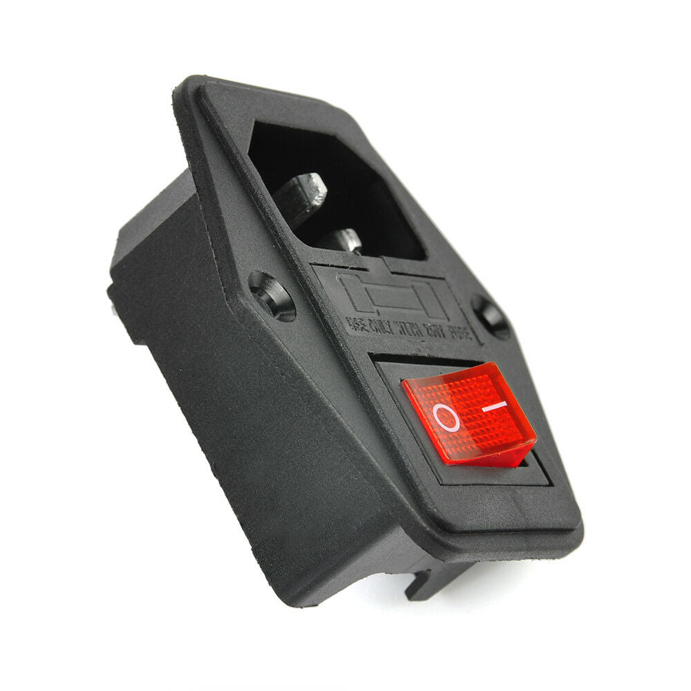 Universal 10A 250V 3 Pin IEC320 C14 AC Inlet Male Plug Power Socket Fuse Switch