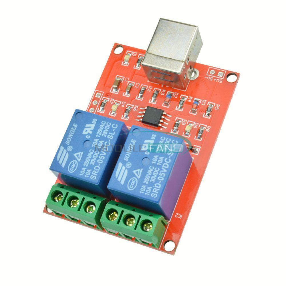 USB 5V Relay 2 -Channel Programmable Computer Control For Smart Home