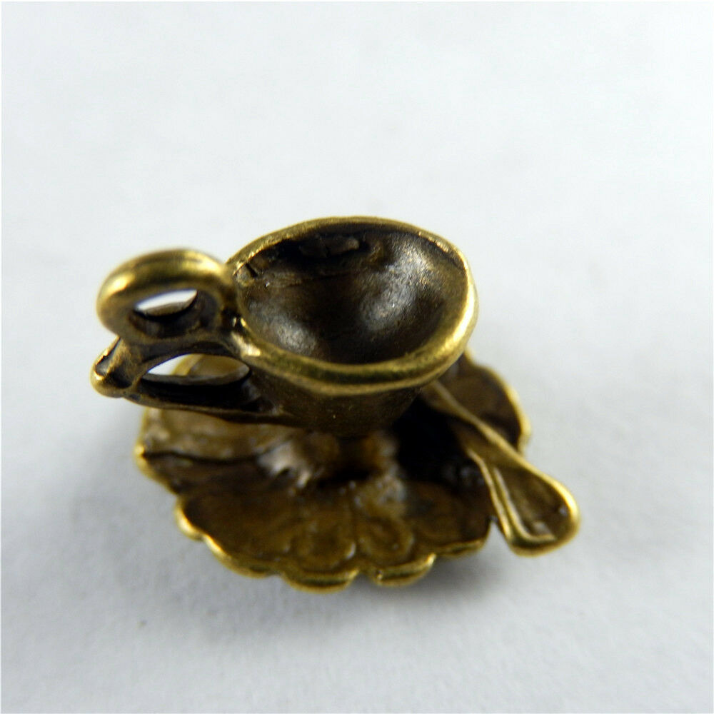 12x11x11mm Bronze Alloy Mini Coffee Cups Craft Charms Pendants Findings 20 pcs
