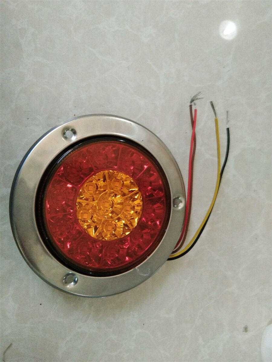 2pcs 16-LED 24V Round Clear Lens Red +Yellow Tail Lights Lamps Turn signal light