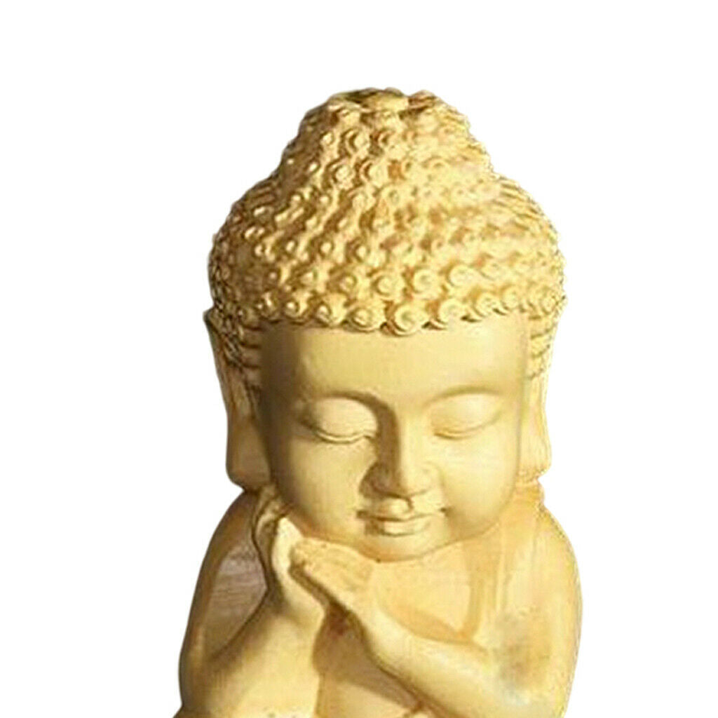 Buddhism Boxwood Carved Sakyamuni Buddha Small Statue Ornament Home Decor