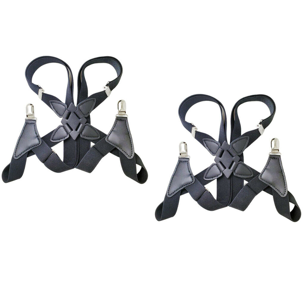 2 Mens Undergarment Suspenders X Back Side-clip Style with Premium 2 Clips