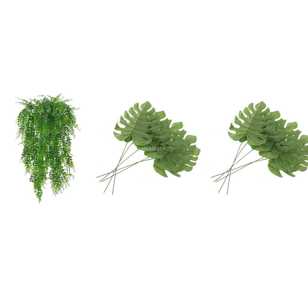 7Pcs Artificial Ivy Vines Green Plants Filler Deco+Monstera Leaves