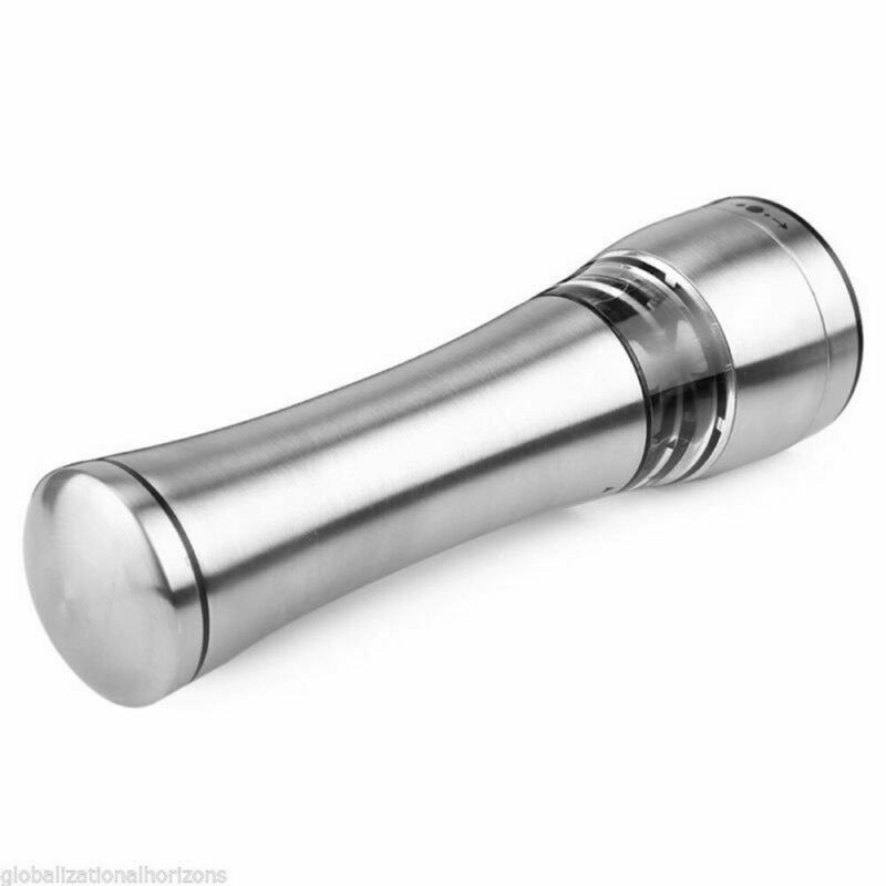 Manual Salt Pepper Grinder Spice Herb Mill Thumb Push Muller Stainless Steel