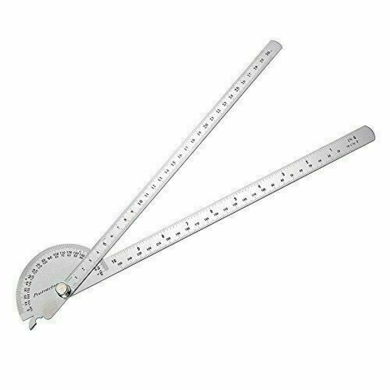 30CM Angle Finder Ruler Both Arms 0-180 Degrees Scale Stainless Steel Protractor
