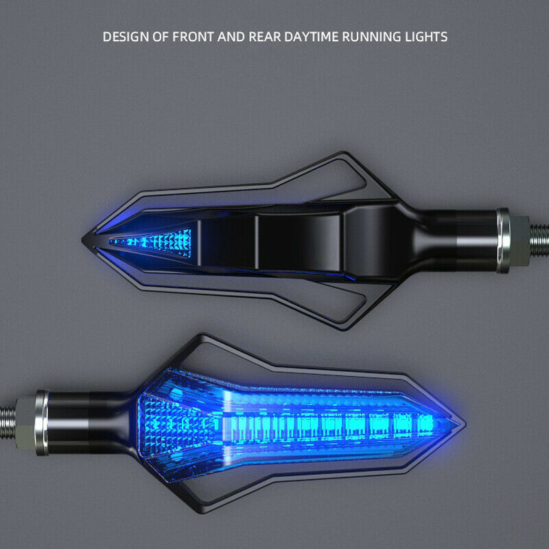 2PCS Blue LED Lamp 12V Motorcycle DRL Running Turn Signal Light Two-color Bulbs