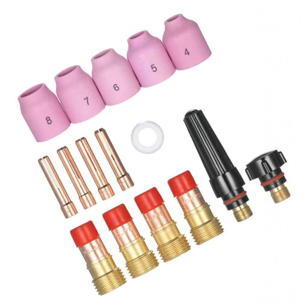 16x TIG Gaslinsen Welding Accessories With Clamping Sleeves, Ceramic Nozzles,