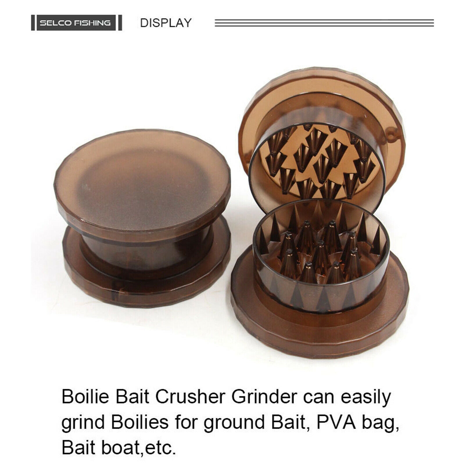 Plastic Pellets Fishing Bait Crusher Boilie Grinder Box Fodder Tool Brown