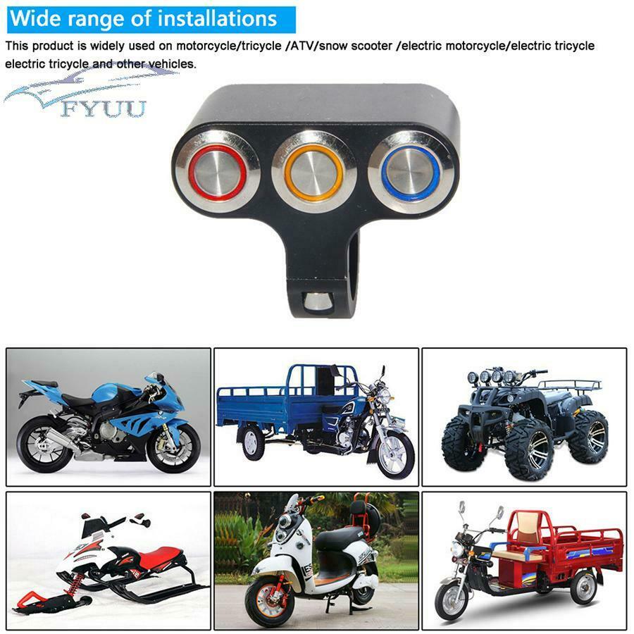 22mm 7/8''Motor Handlebar Switch Horn Start Kill Dual LED Momentary Reset Button