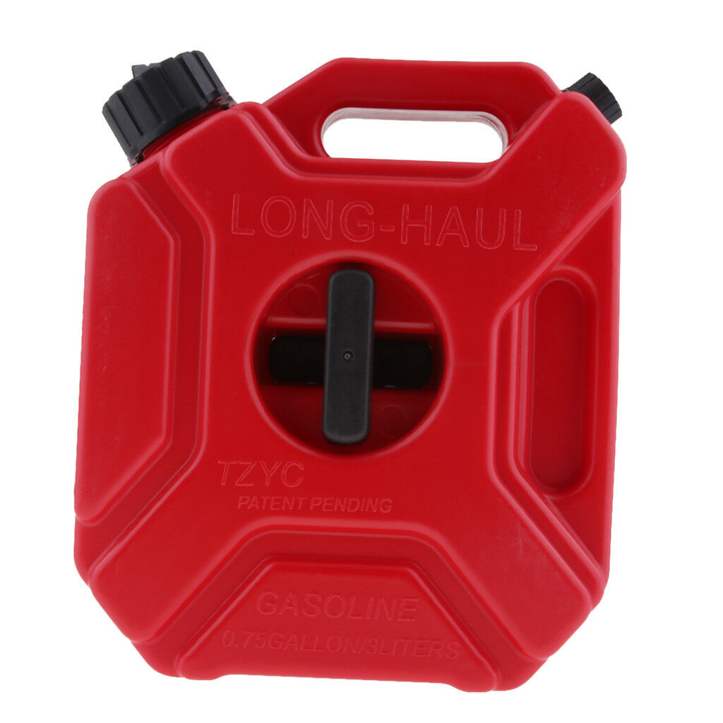 3L Red Portable Jerry Can Gas Plastic Fuel Tank Petrol ATV UTV Motorcycle