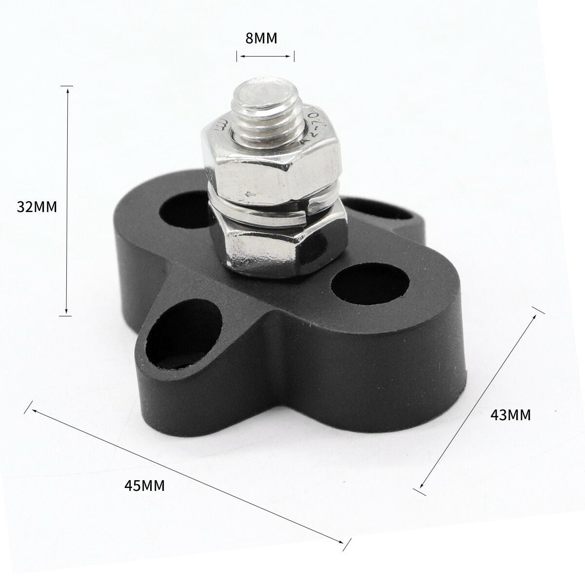 New 48V Black Bus Bar Boat Caravan Single Heavy-Duty Terminal Studs M8(8mm)