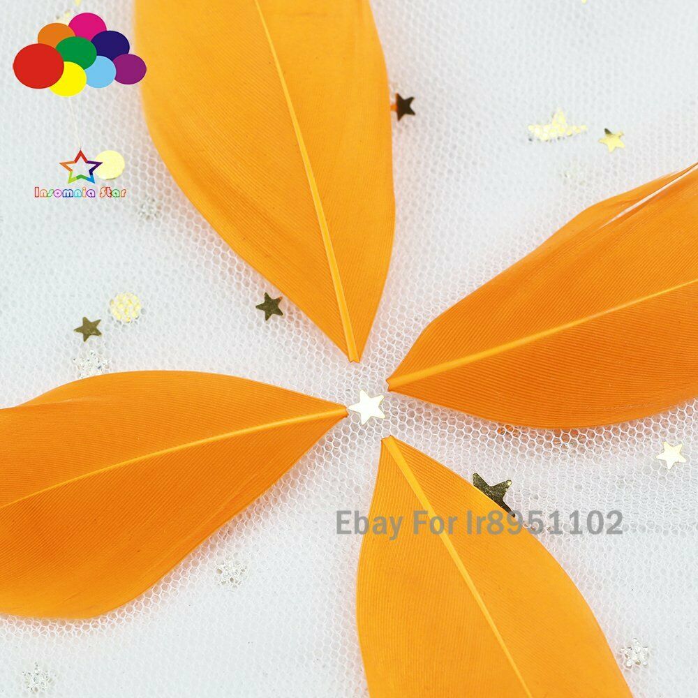 Round head Orange Natural Goose Feathers 5-7CM Plumes for Carnival Halloween 100