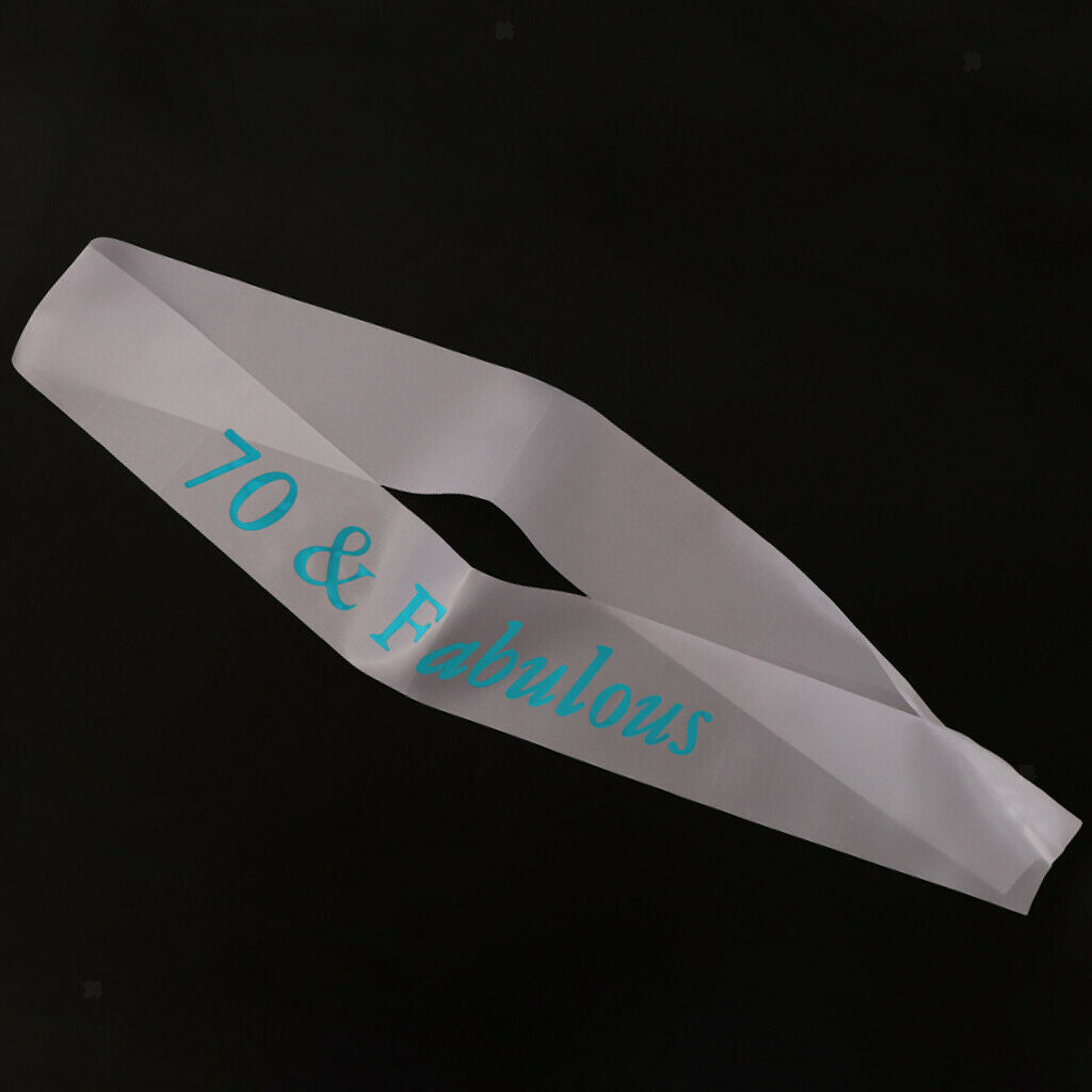 Gilding Blue Numbers Fabulous Satin Sash for Birthday Anniversary White 70