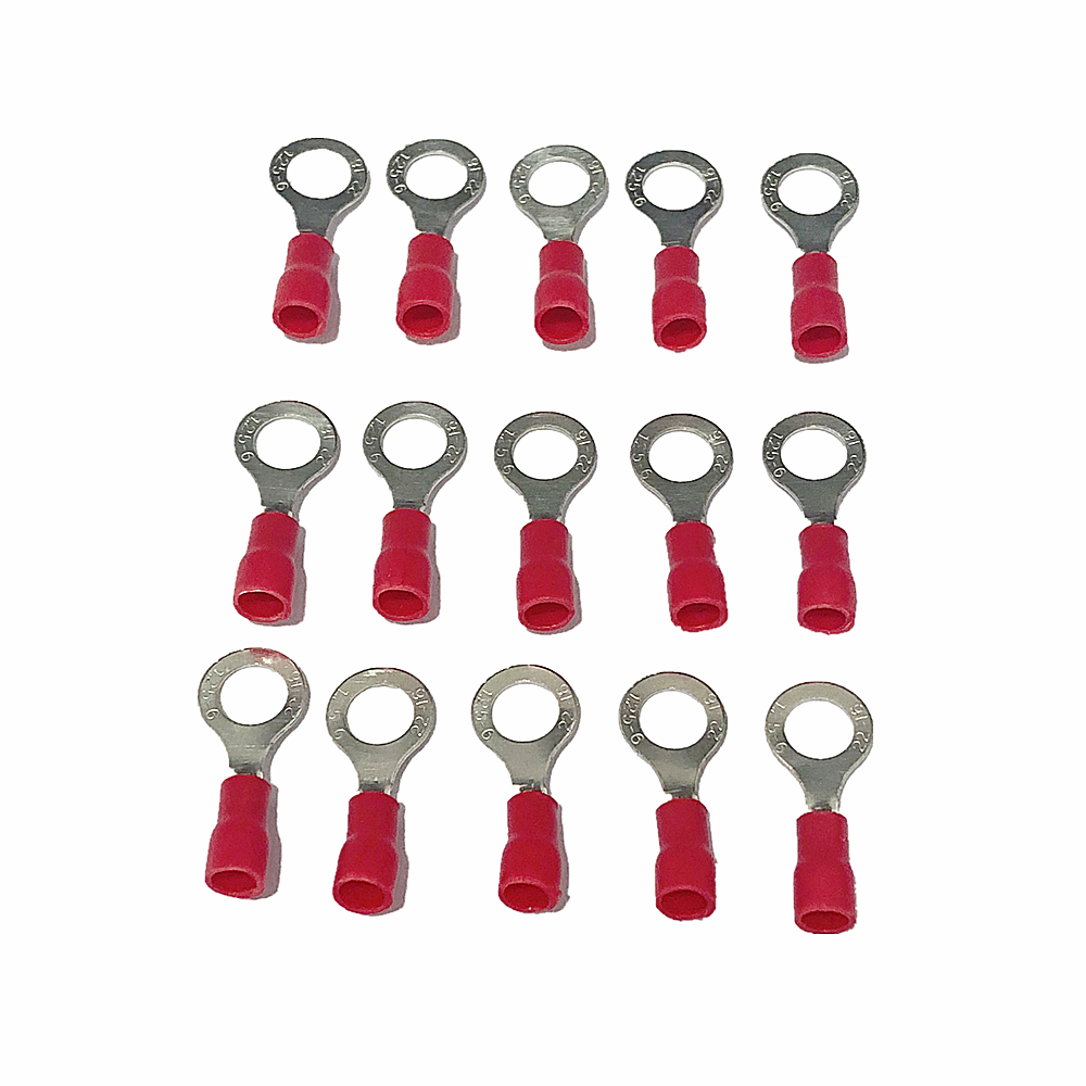 100PCS Red Ring Cable Wire crimp Connector terminal block 22-16AWG  RV1.25-6