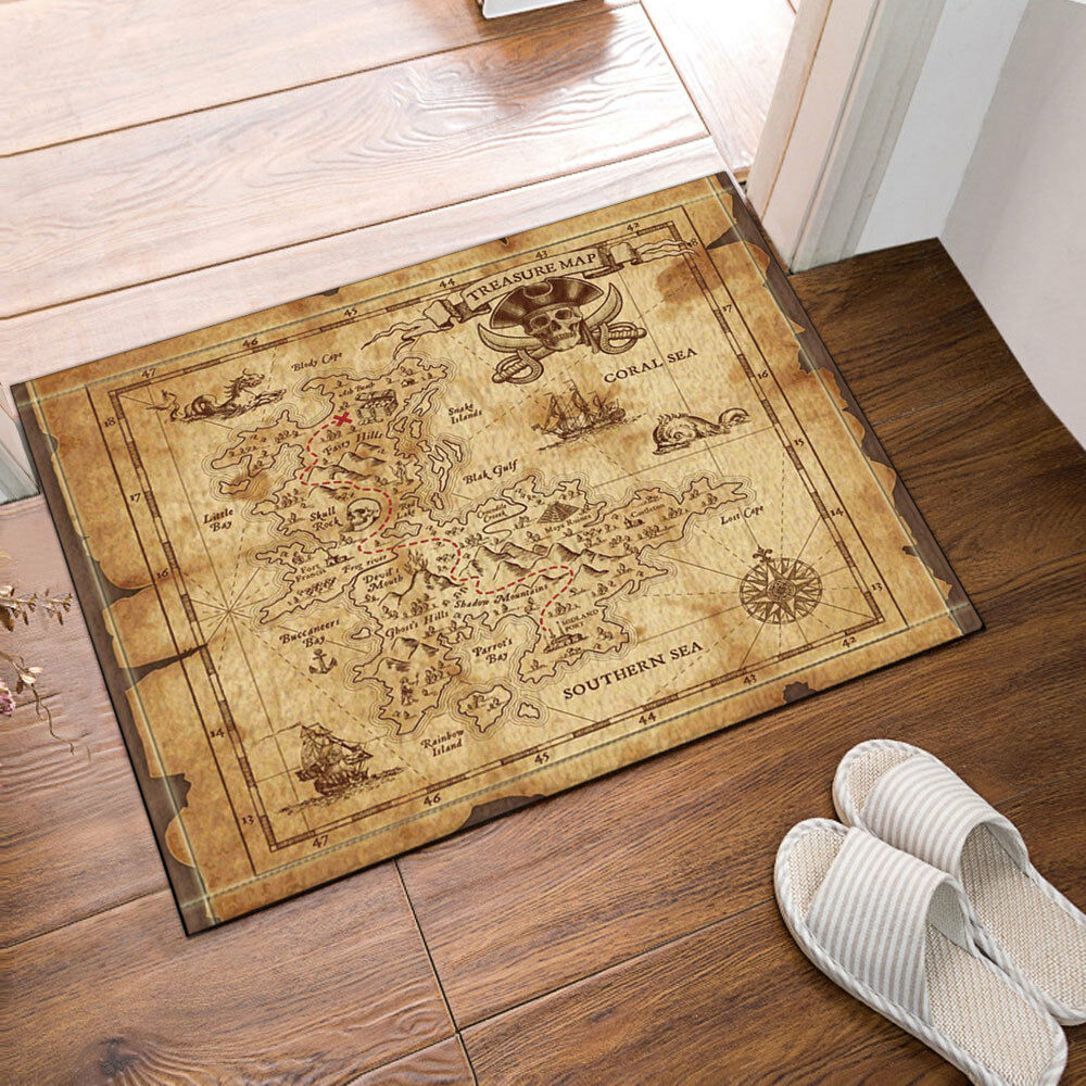 Pirate Treasure Map Floor Rug Carpet Mat Bathroom Mat Non-slip Pad 40x60cm