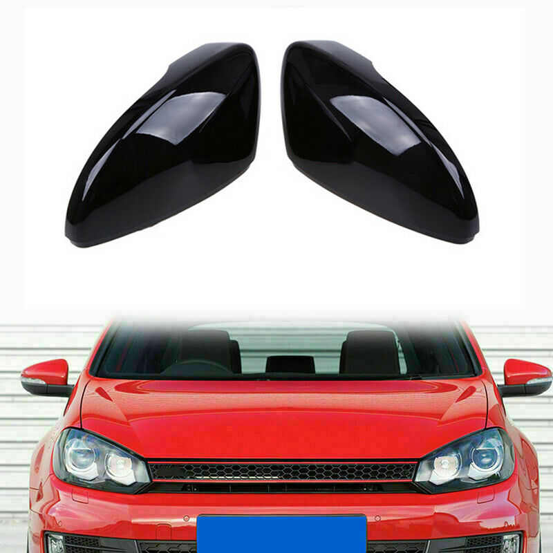 2X Rear View Mirror Trim Covers Gloss Black For VW Beetle Jetta Passat 2012-2016