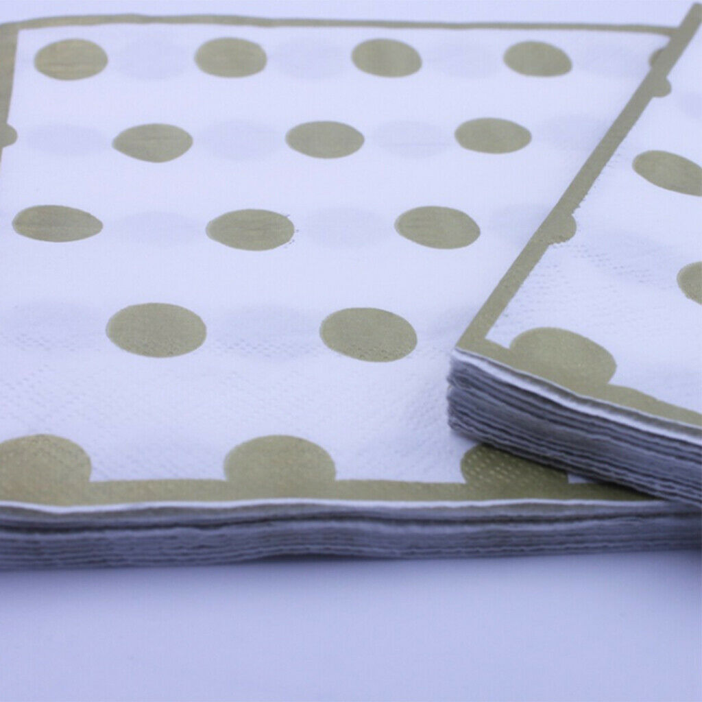20 Pieces Disposable Tissue Paper Golden Polka Dot Napkins Party Tableware