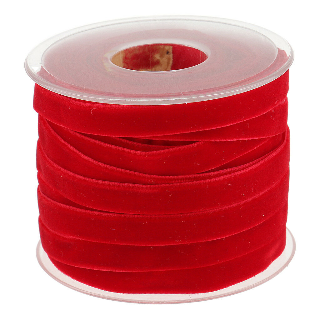 2x 20 Yard 10mm Velvet Ribbon Roll Trimming Sewing DIY Decor For Craft Red