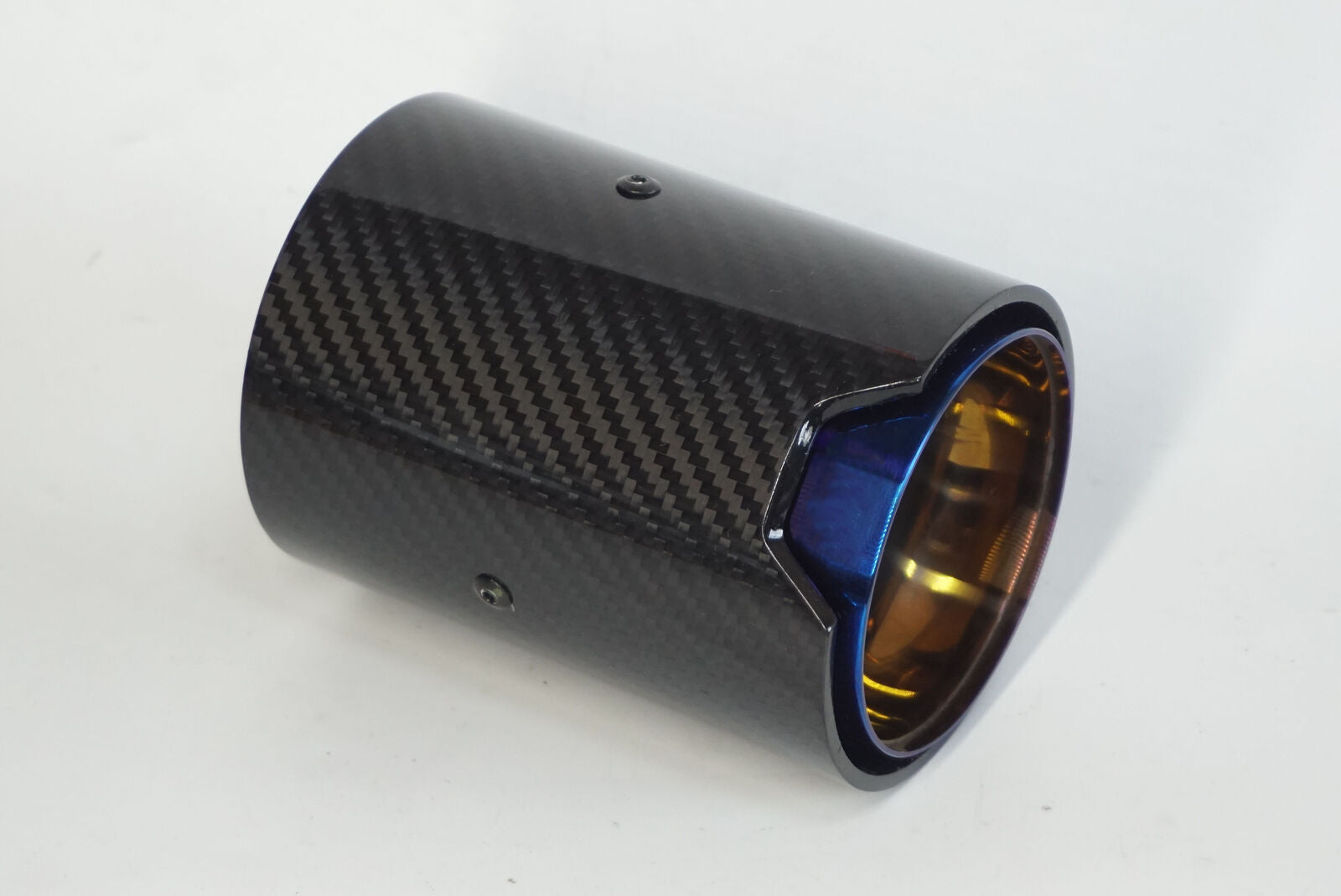 1X Carbon Fiber Exhaut tip Mufflers Glossy Carbon Style Parts Grilled Blue Style