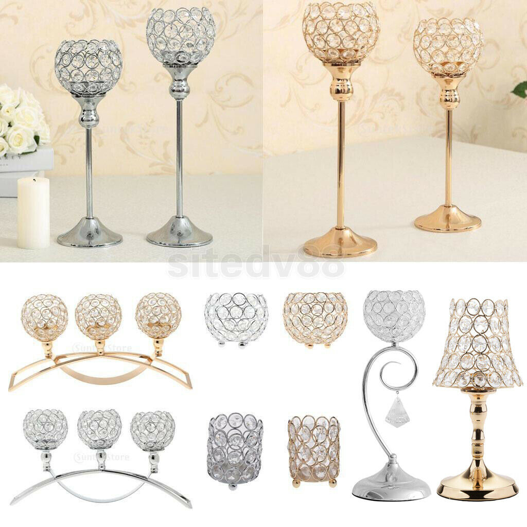 2 Pieces 35cm Golden Votive Tea Light Candle Holder Candlestick Wedding Banquet