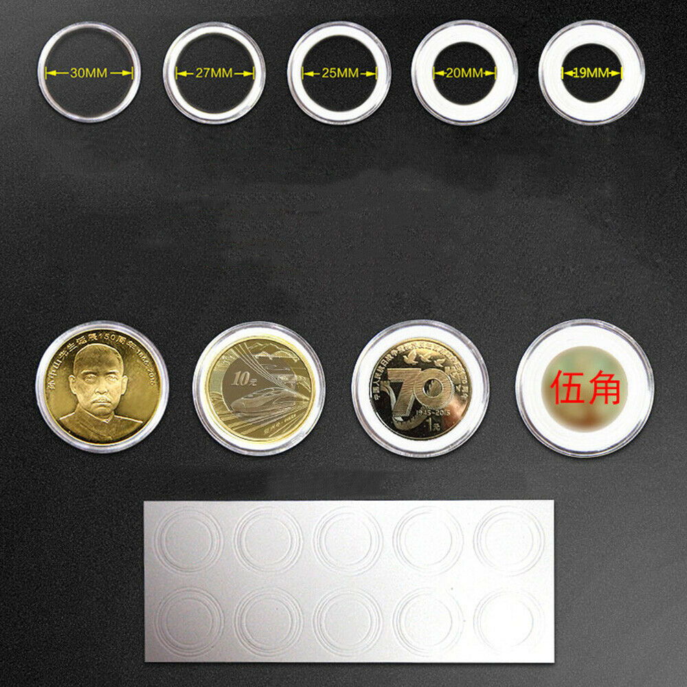 50Pc 30mm Coin Round Case with Adjustable Inner Pad + Storage Wooden Box Collect