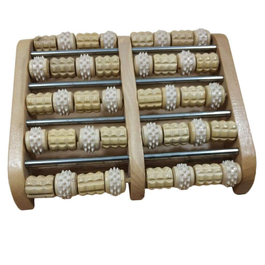 2pcs Wood Dual Foot Massager Roller Reflexology Pain Ease Stress Relief