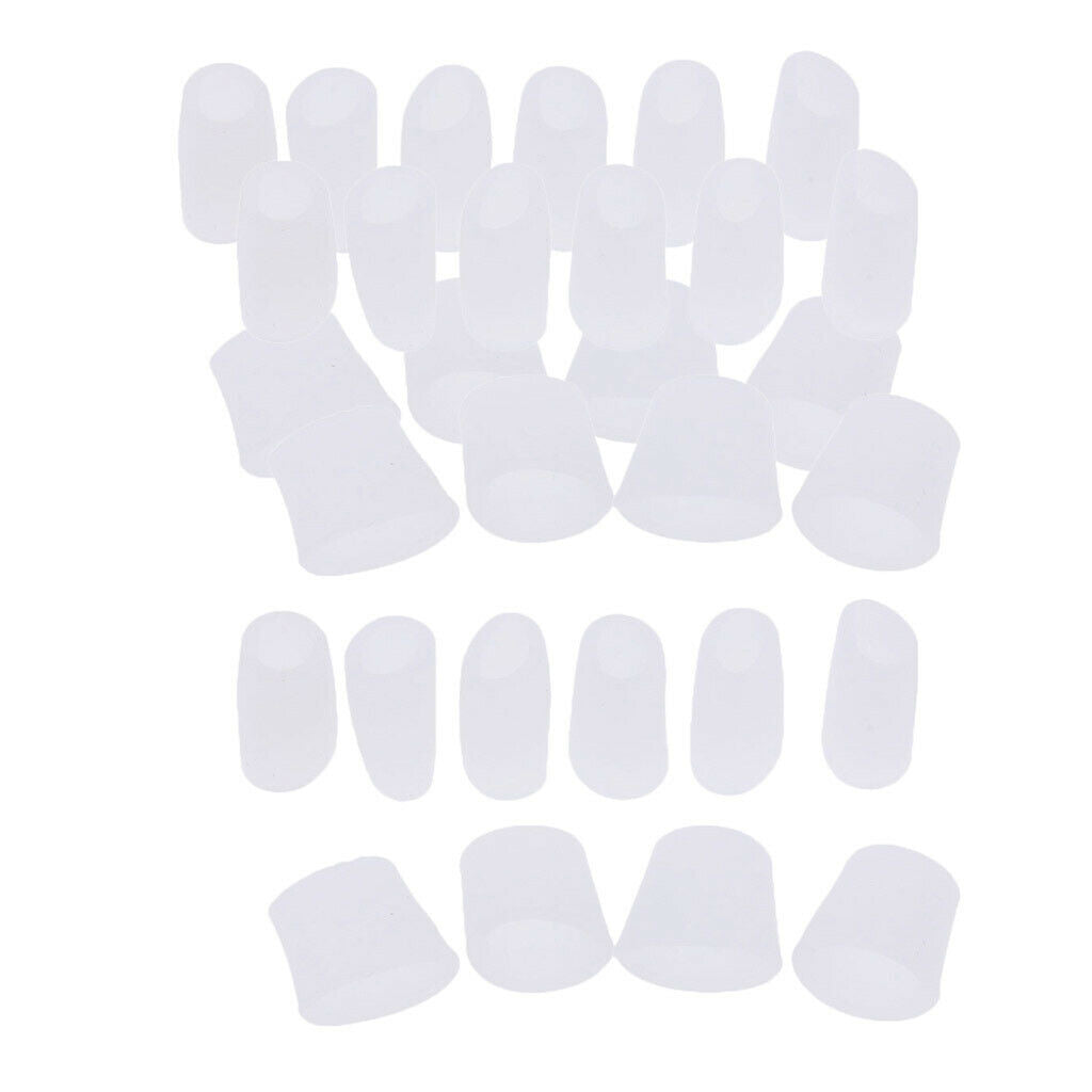 15 Pairs Women/Men Toe Sleeves Caps Wraps Cushions Protector Pain Ease White