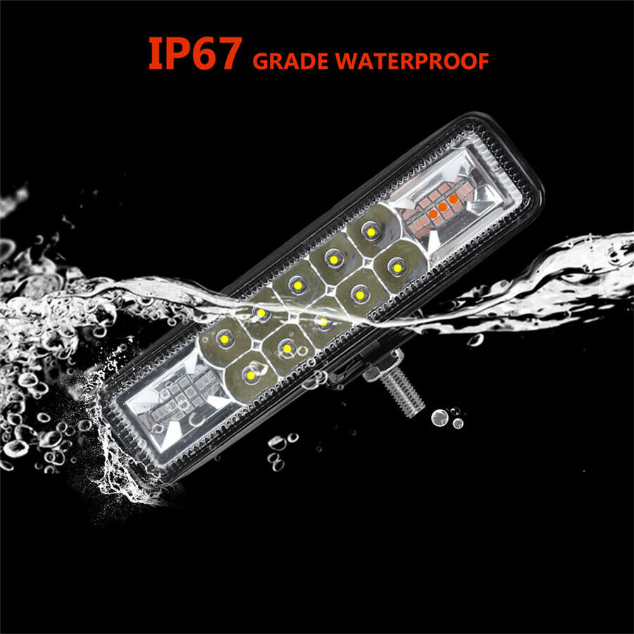 1 Pair 6 inch 48W 4800lm White Spot Beam+Amber Flood Beam LED Strobe Work Light