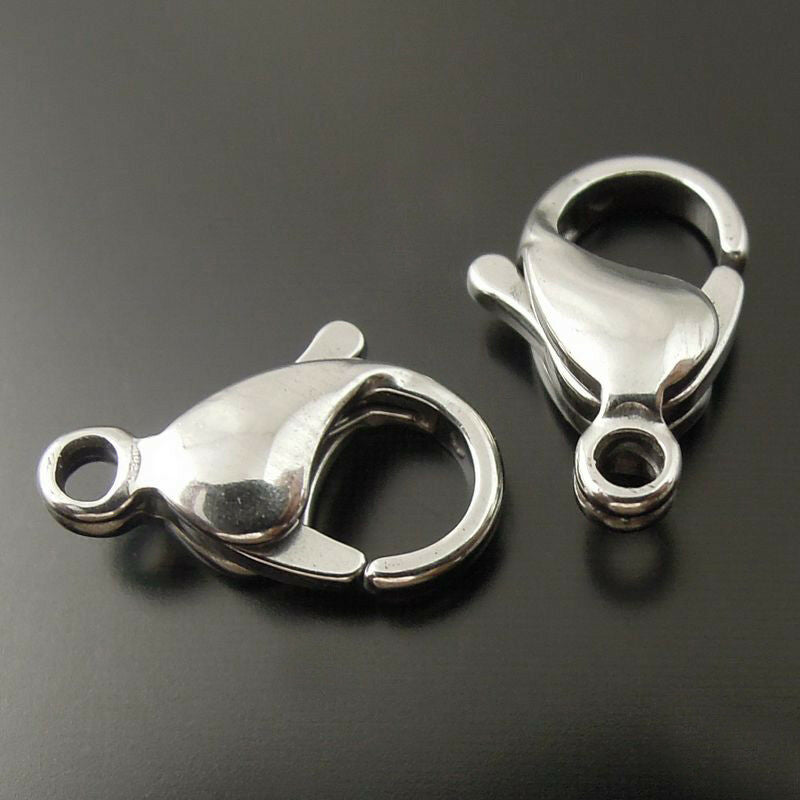 28 pcs Rhodium Plated Stainless Steel Lobster Clasps Jewelry Findings 10*6*3mm