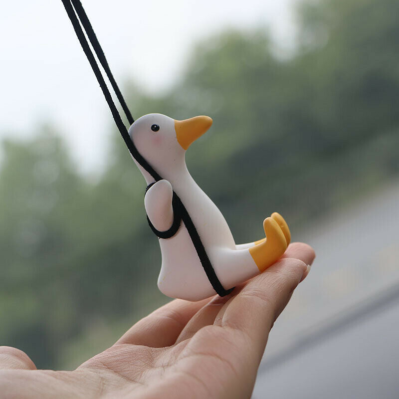 Cute Anime Car Accessories Swing Duck Pendant Auto Rearview Mirror Ornaments SJ