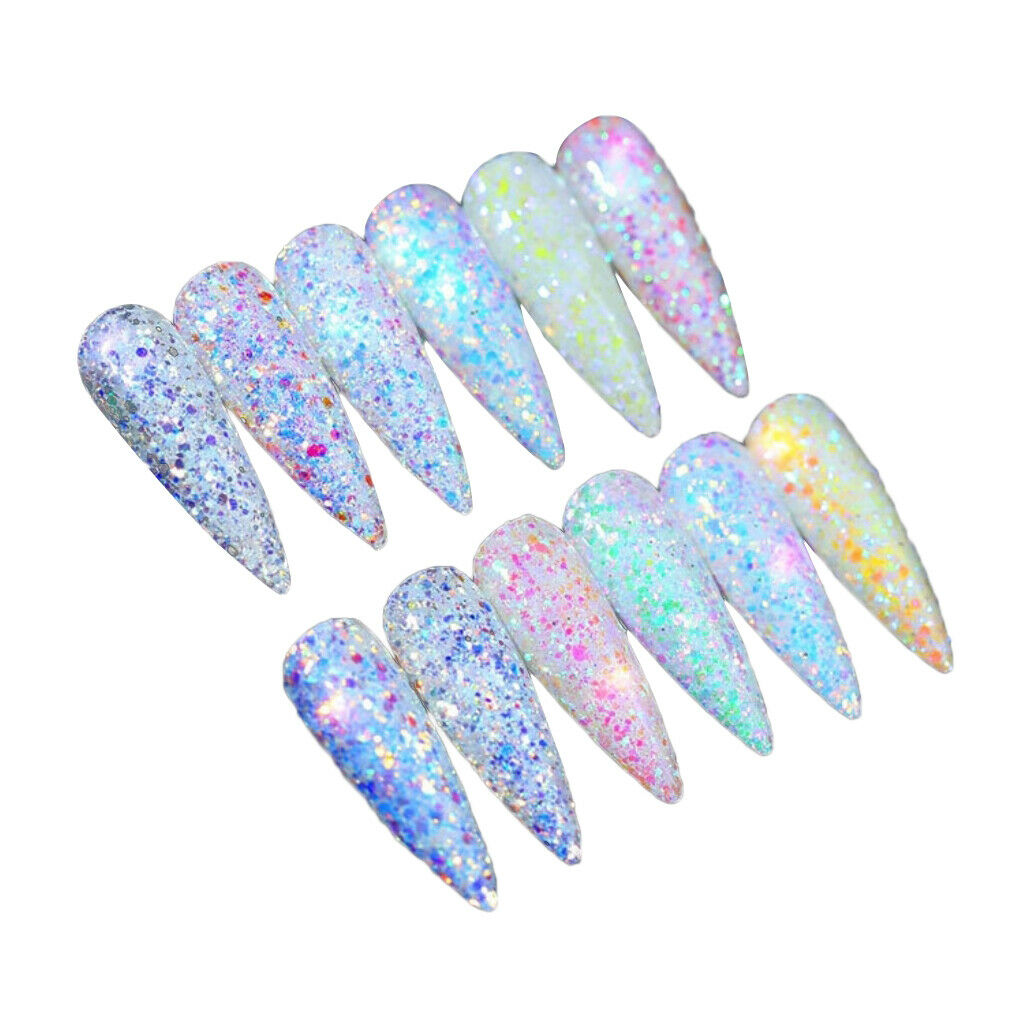 12 Mixed Colors Holographic Glitter Nail Art Sequins Iridescent Flakes