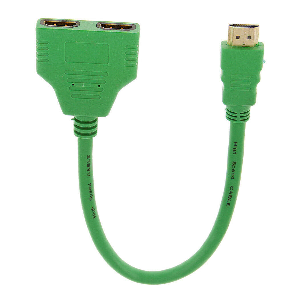 New 1080P   Port Male to 2 Female 1 In 2 Out Splitter Cable Adapter Green