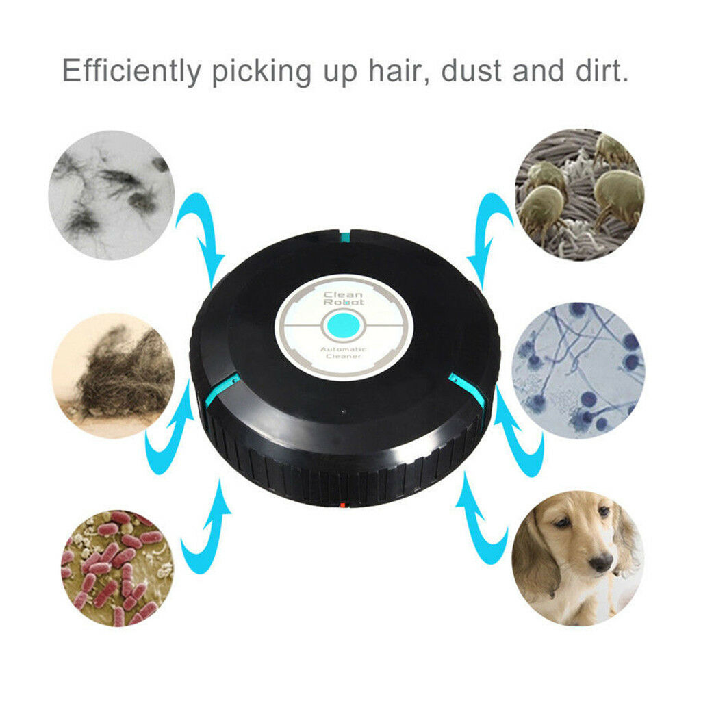 Auto Cordless Vacuum Cleaning Robot Robotic Cleaner for Hair Dust Dirt Black