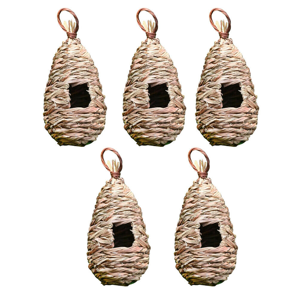 5Pcs Hibiscus Grass Hanging Birdhouse Finch Straw Bird Nest Decoration