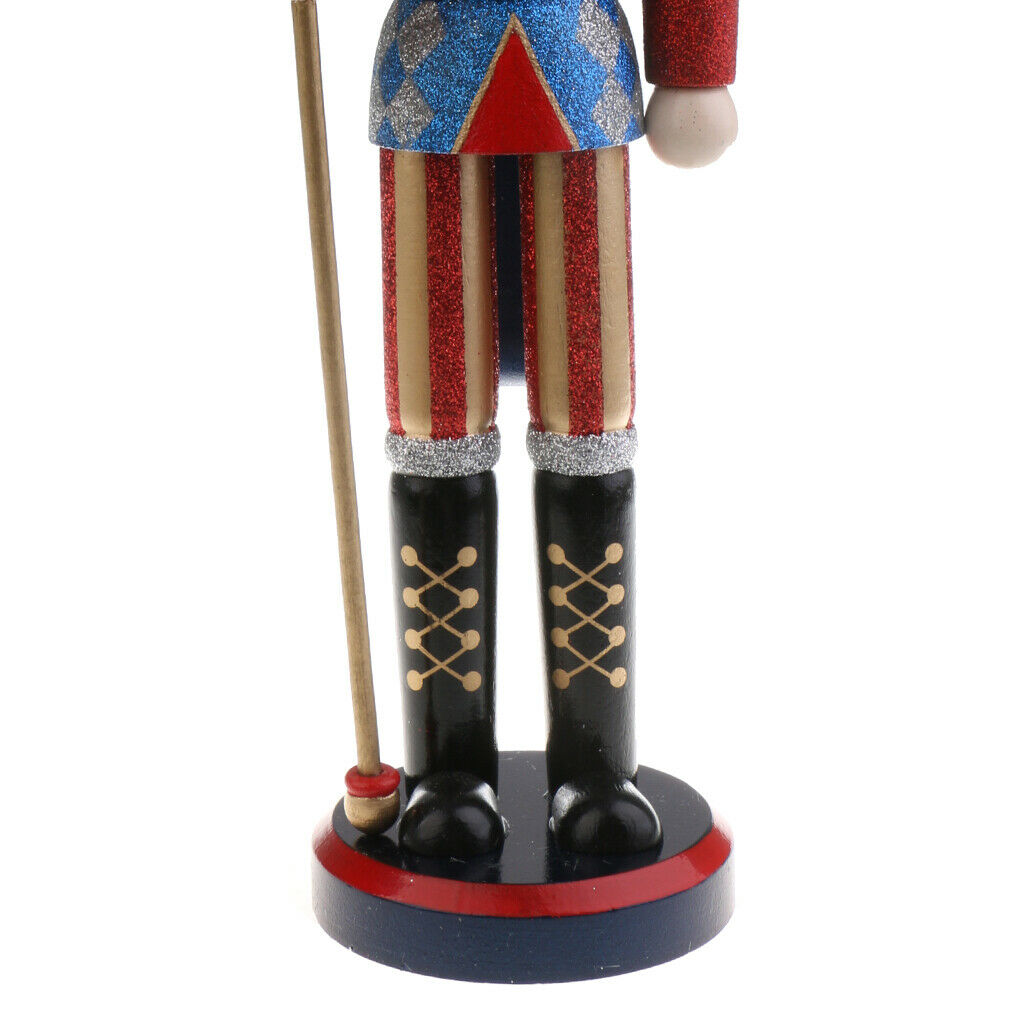 38CM Wooden Hand Painted Glitter Nutcracker Xmas Decor King with Sceptre