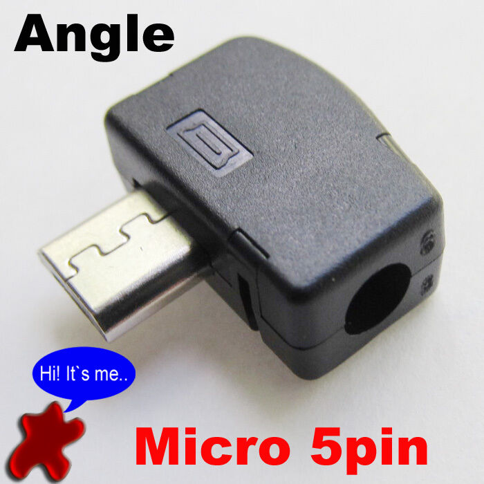 1set Angle 90D Micro USB 5 Pin Male Plug Socket Connector Plastic Cover