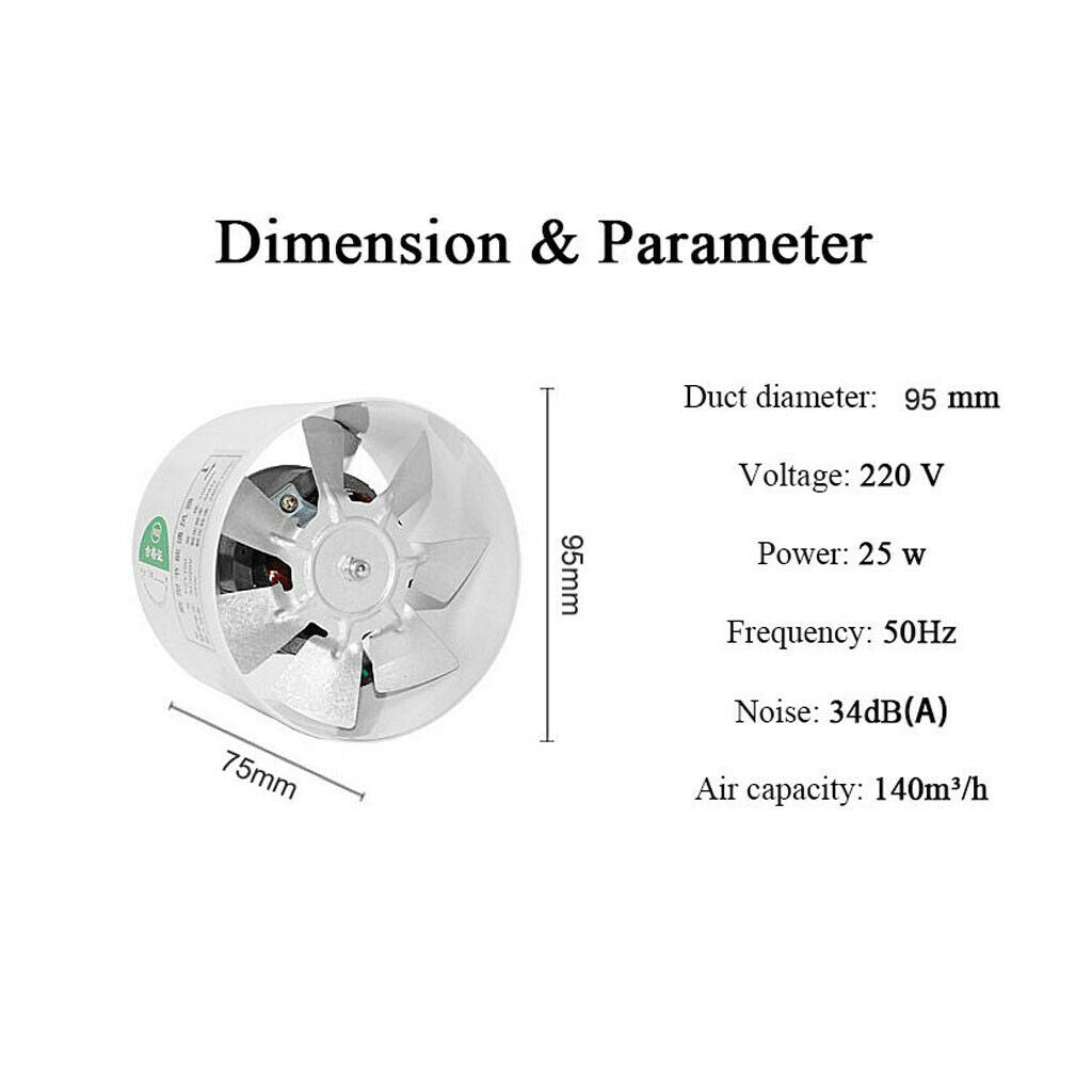 Quiet 4 inch Inline Duct Booster Fan Air Intake Blower Ventilation Exhaust Vent,