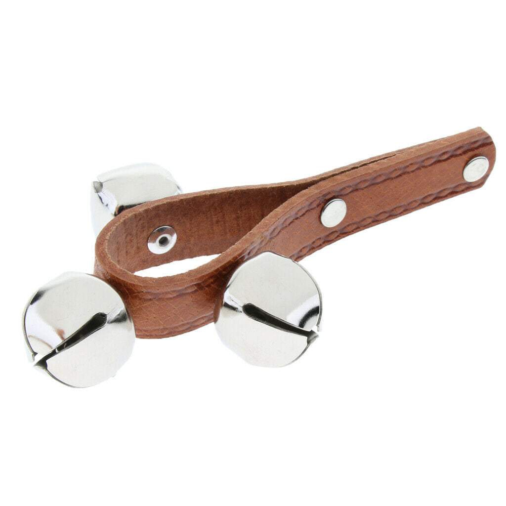 Jingle Bells Musical Instrument with Leather Strap for Baby Kids  3 Bells