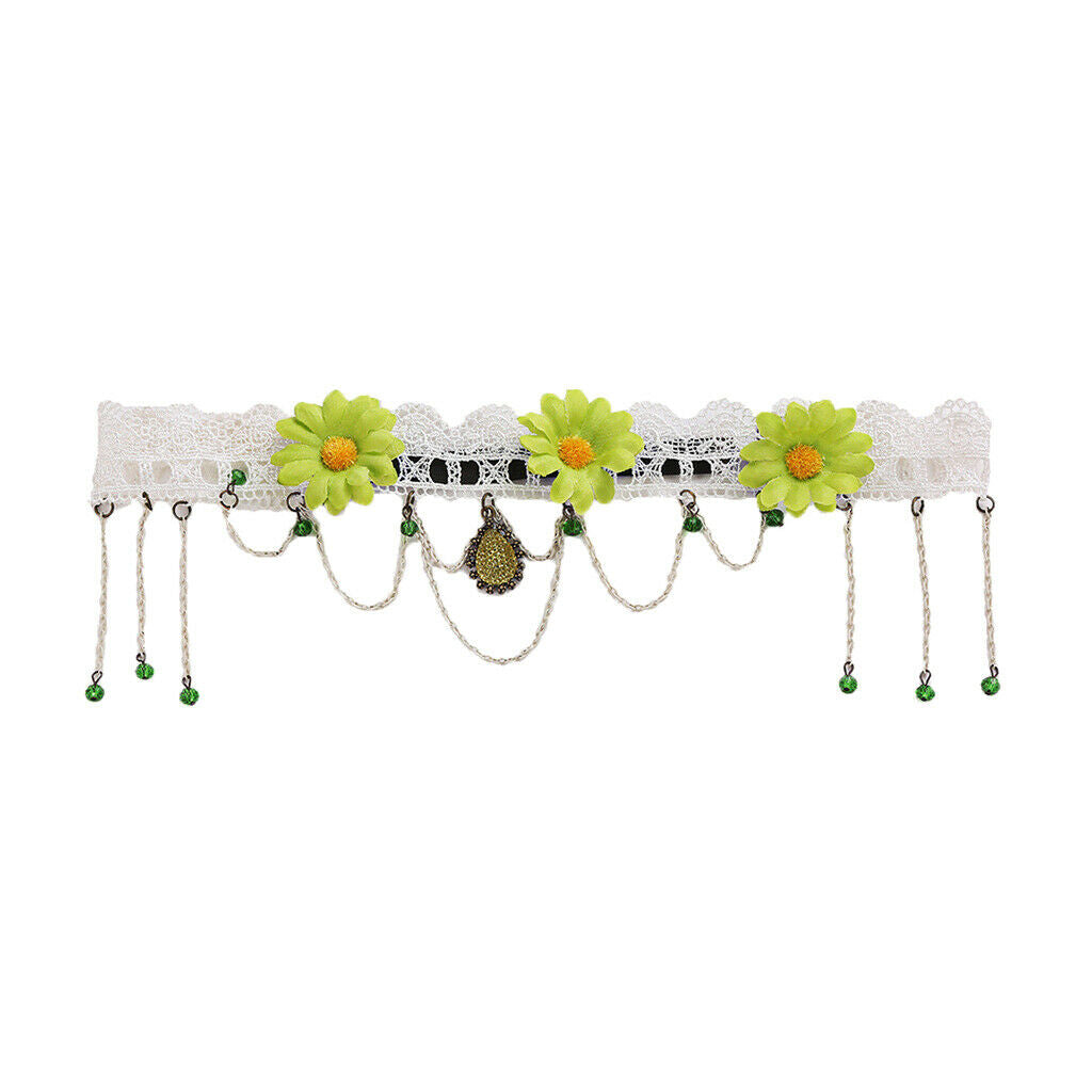 Elegant Hair Accessory Headband Daisy Tassel Lace Bride Bead Elastic Jewelry