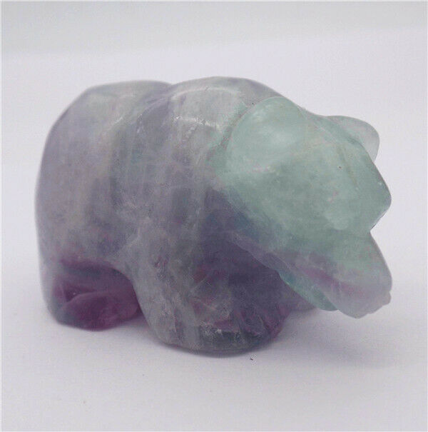 46x29x26mm Natural Fluorite Carved Bear Decoration Statue Home Decor Gift HH7734