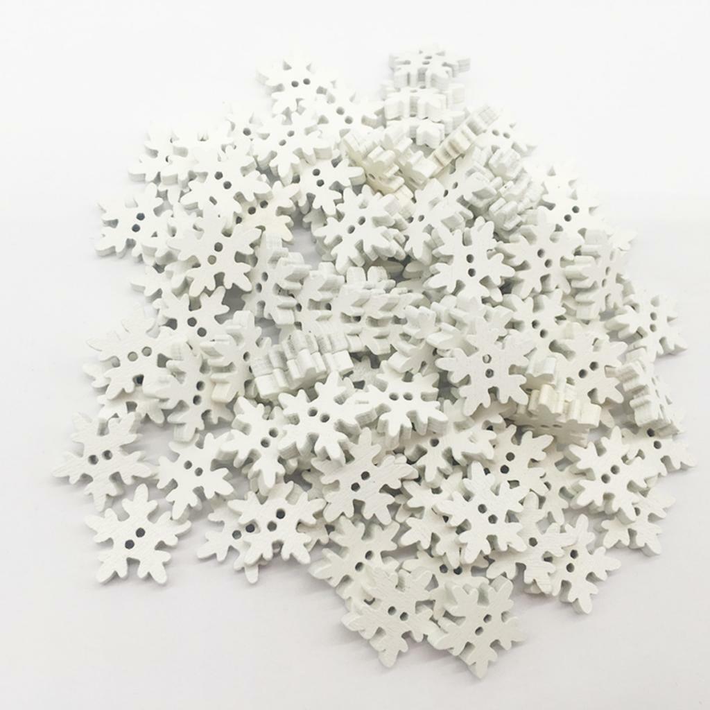 100pcs 2 Holes Wooden Butons Snowflake Shape Buttons DIY Sewing Scrapbooking